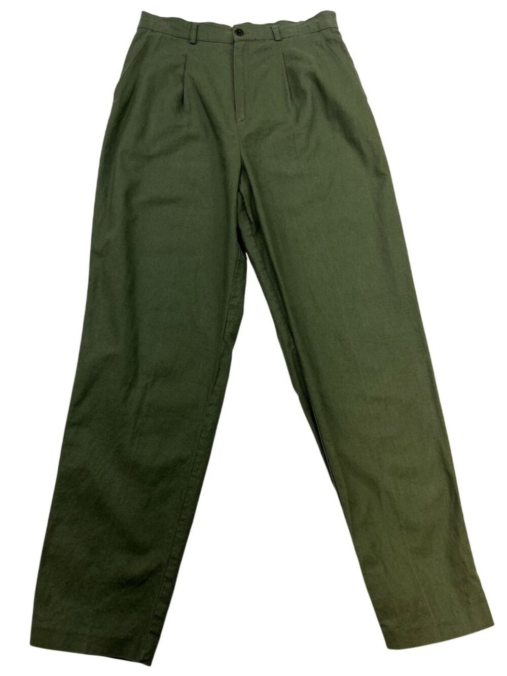 Dress Barn Womens Linen-Blend Relaxed Pleated Ankle Pants Green Trousers